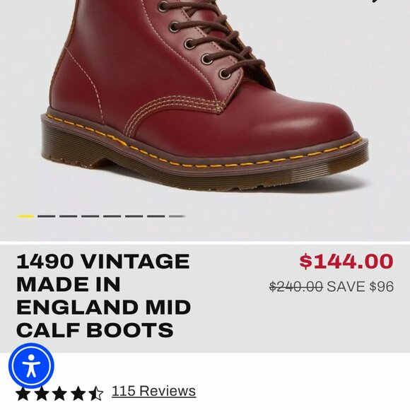 MADE IN ENGLAND Cherry Red Dr. Martens 1490 Boots - Picture 7 of 7